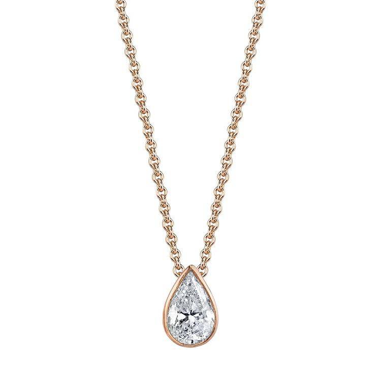 Bezel Set Pear Diamond Pendant Rose Gold — Ministry of Gems exclusive design