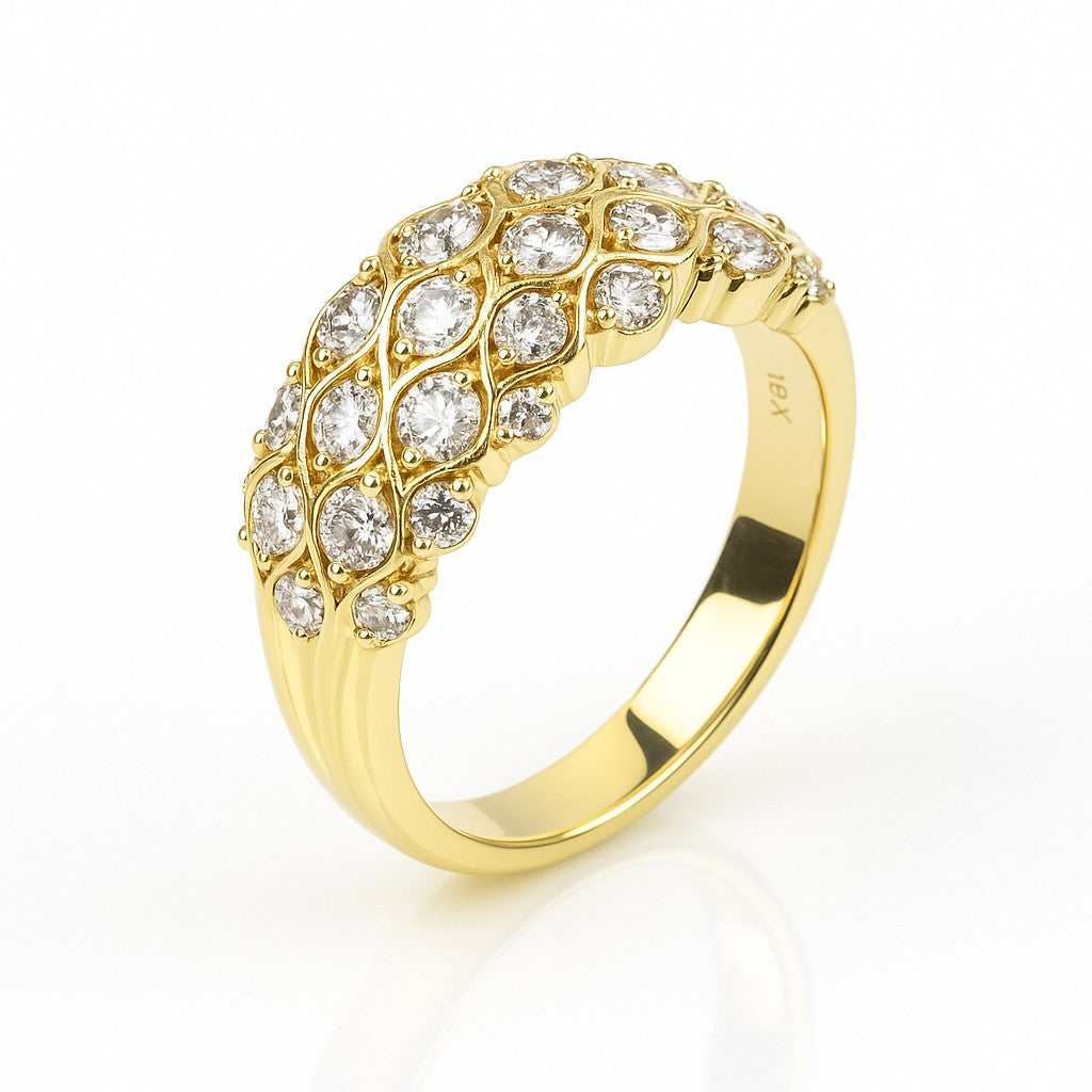 Golden Lattice Diamond Ring — Ministry of Gems