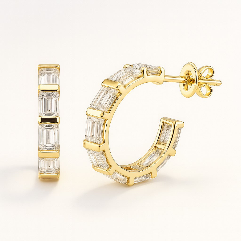 Chantelle — Baguette Diamond Hoops — Ministry of Gems