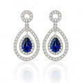 Blue Celeste — Pear Sapphire Double-Halo Drops — Ministry of Gems