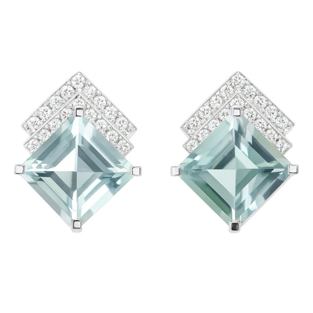Princess Green Amethyst Deco Studs — Ministry of Gems