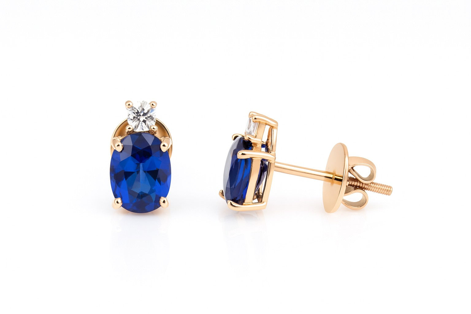 Oval Blue Sapphire Petite Studs — Ministry of Gems