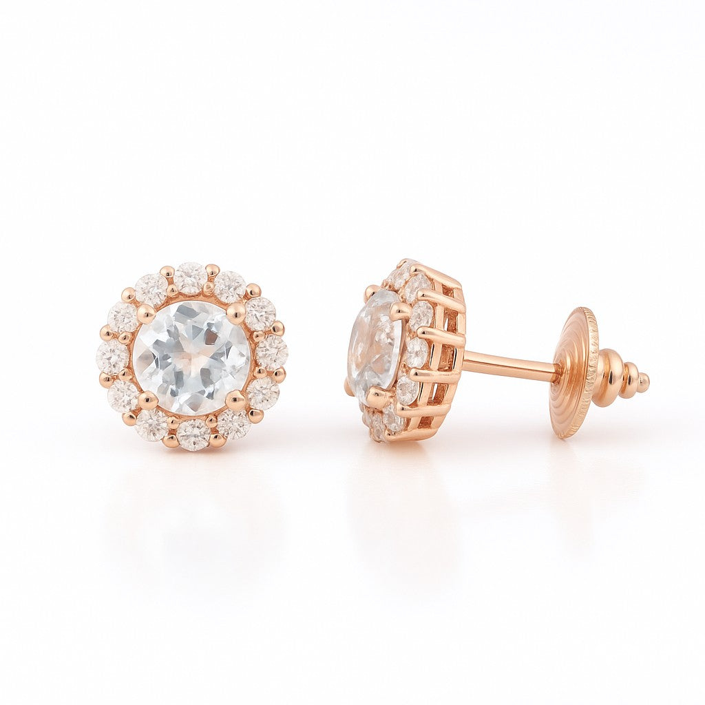 Rose Halo Diamond Studs — Ministry of Gems