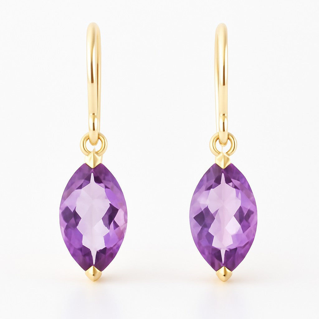 Marquise Amethyst Drop Earrings — Ministry of Gems