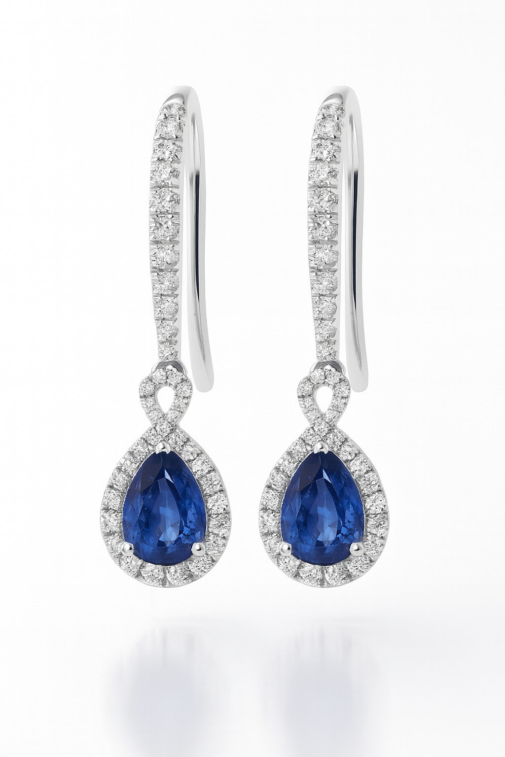 Cielo Nocturno — Pear Sapphire Drop Earrings — Ministry of Gems