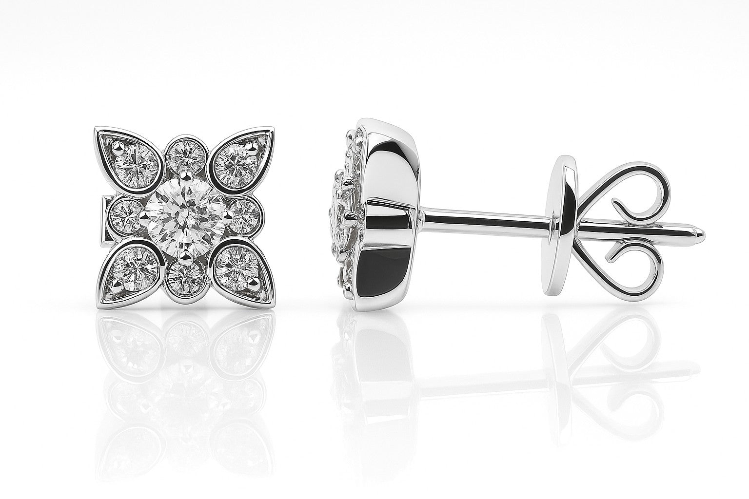 Flower — Diamond Petal Studs — Ministry of Gems