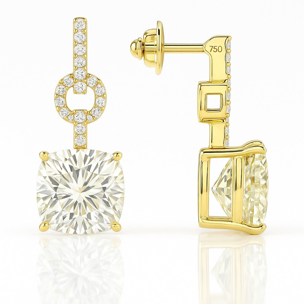 Imperia — Cushion Diamond Drop Earrings — Ministry of Gems
