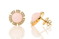 Lunaria Rosé — Rose Quartz Cabochon Halo Studs — Ministry of Gems