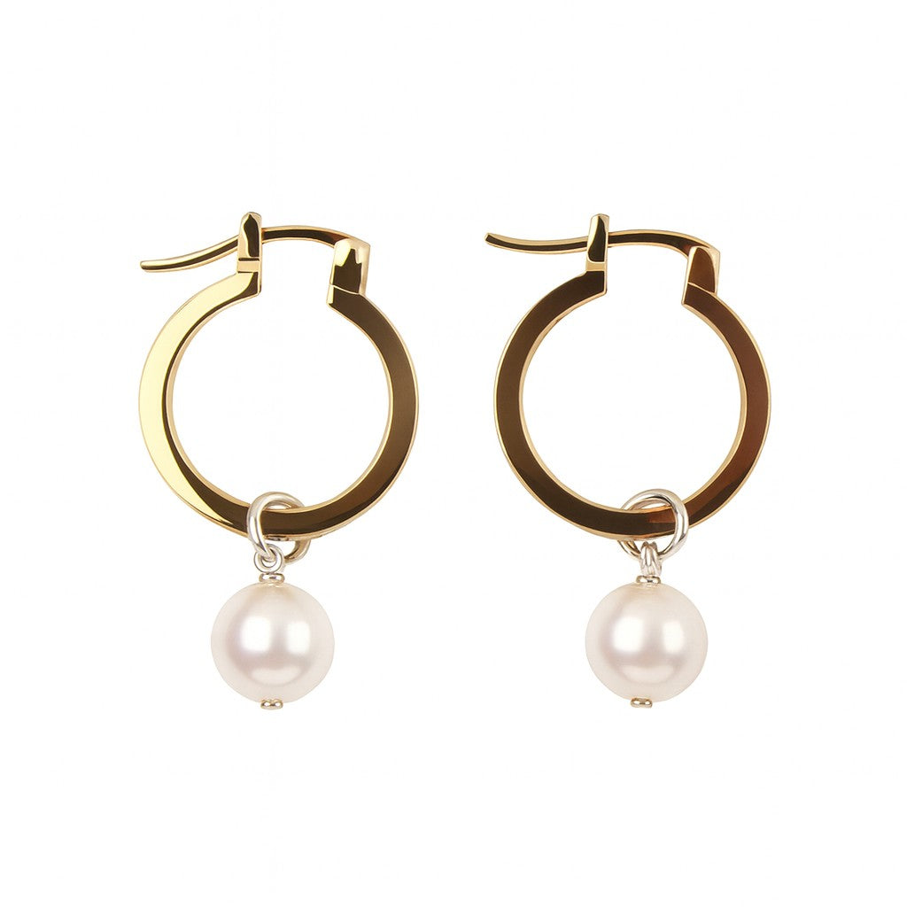 Pearl Charm Gold Hoops — Ministry of Gems