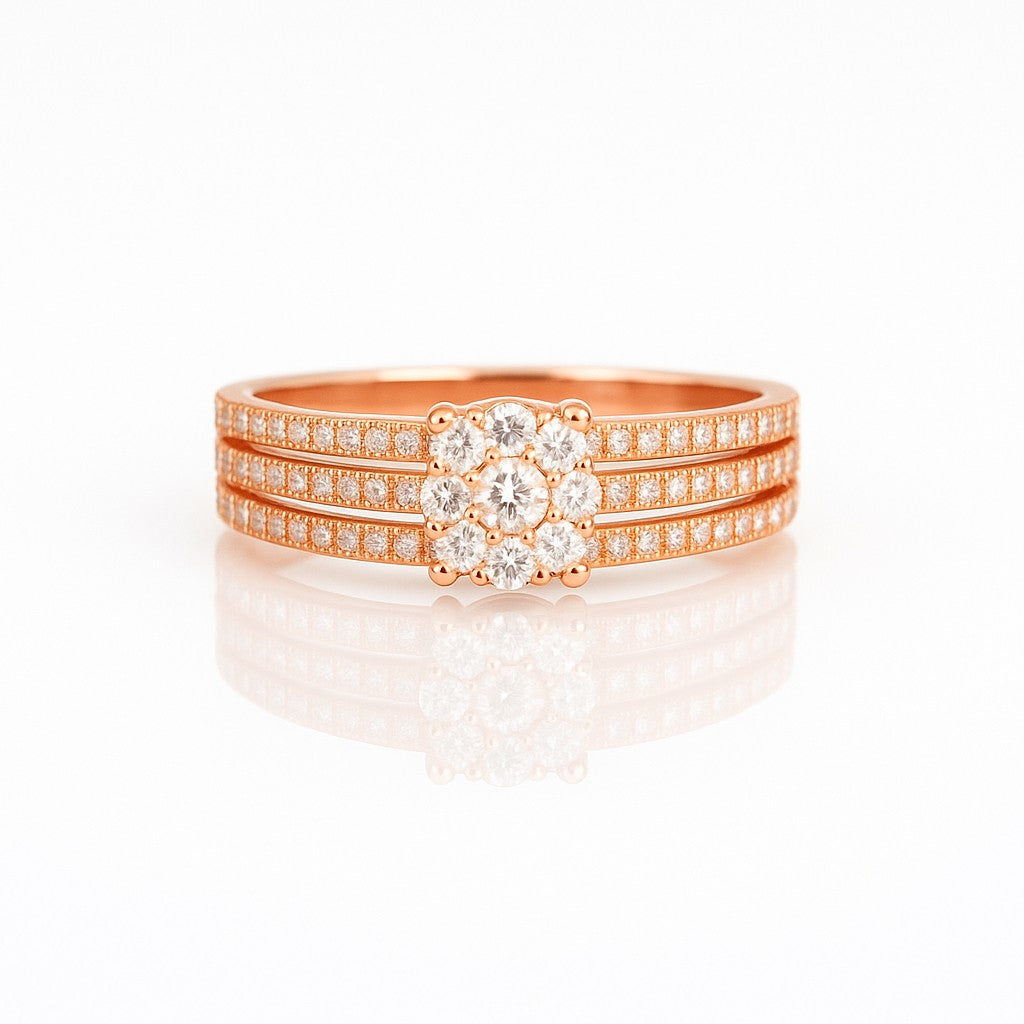 Triana — Trinity Pavé Flower Ring — Ministry of Gems