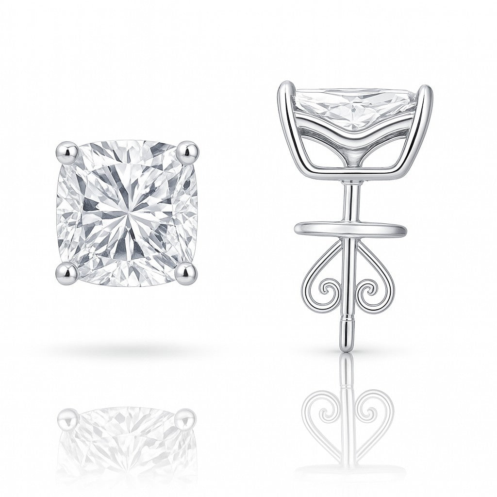 Velvet — Cushion Diamond Solitaire Studs — Ministry of Gems