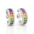 Rainbow Sapphire & Diamond Huggie Hoops — Ministry of Gems