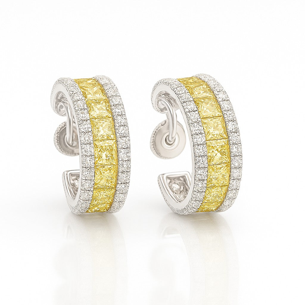 Yellow Sapphire & Diamond Huggie Hoops — Ministry of Gems