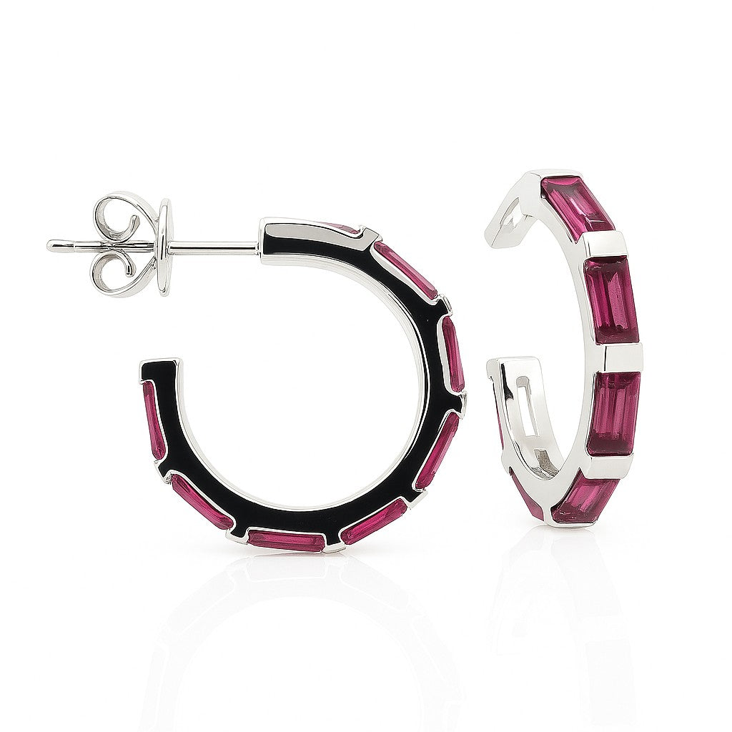 Ruby Baguette Hoop Earrings — Ministry of Gems