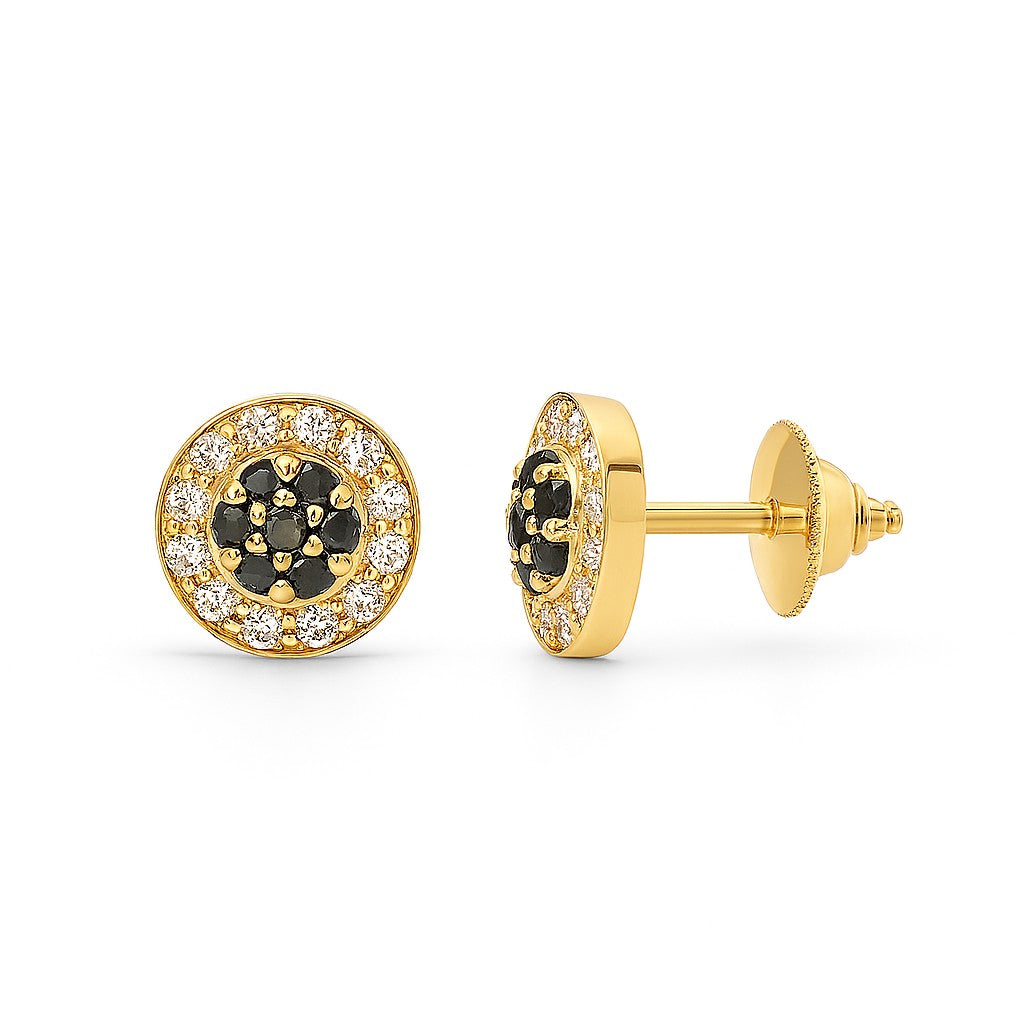 Black & White Diamond Halo Studs — Ministry of Gems
