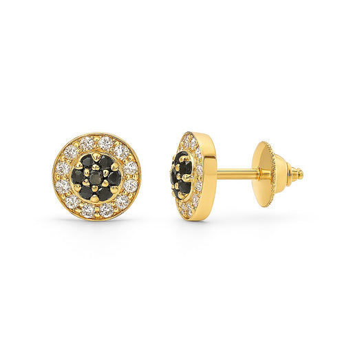 Black & White Diamond Halo Studs — Ministry of Gems