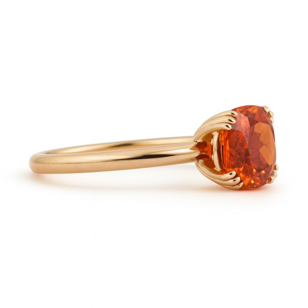 Spessartite Cushion Solitaire Ring — Ministry of Gems