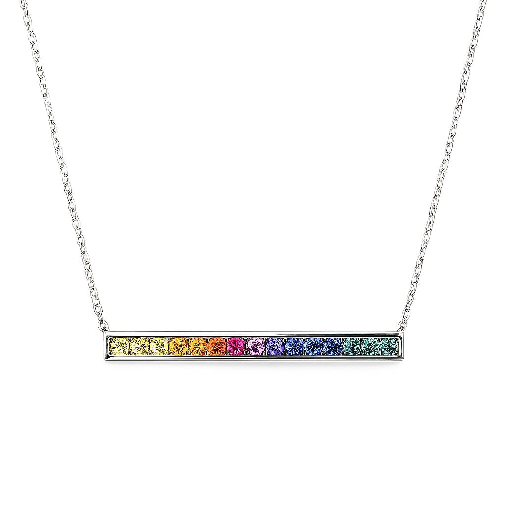 Rainbow Sapphire Bar Necklace — Ministry of Gems