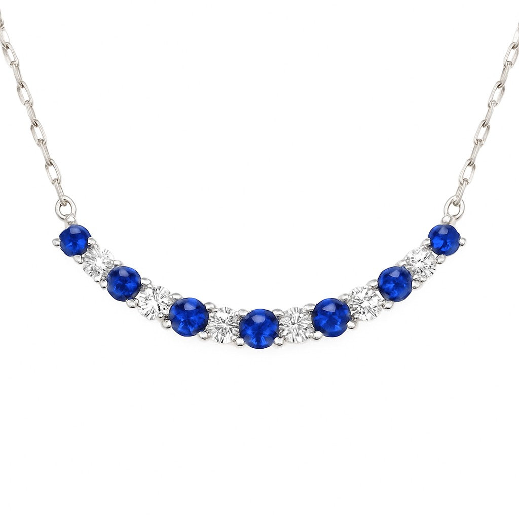 Blue Sapphire & Diamond Curve Necklace — Ministry of Gems