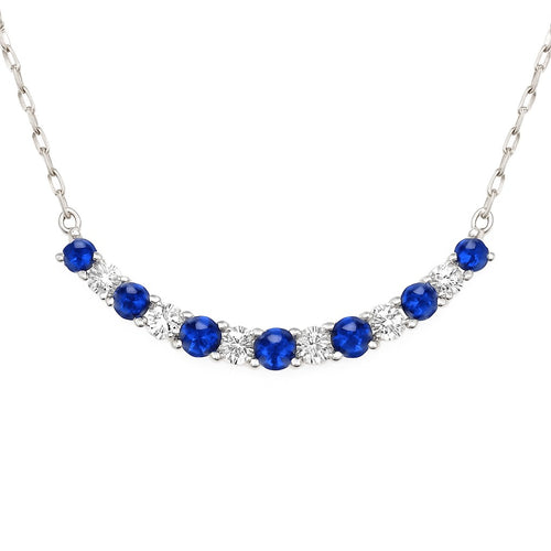 Blue Sapphire & Diamond Curve Necklace — Ministry of Gems