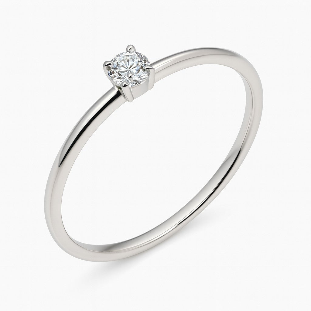Petite Diamond Solitaire Ring, White Gold — Ministry of Gems