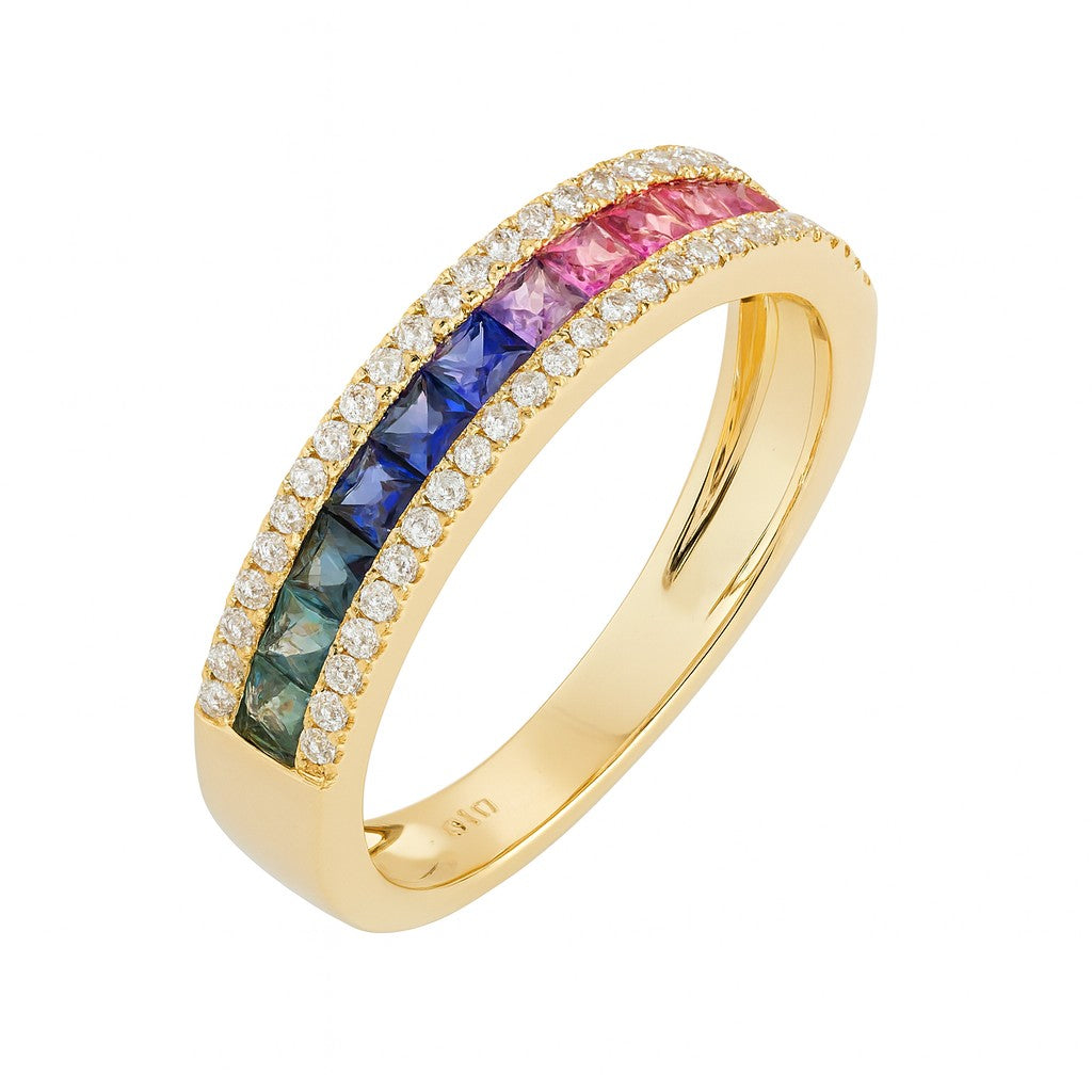 Rainbow Sapphire Pavé Band — Ministry of Gems