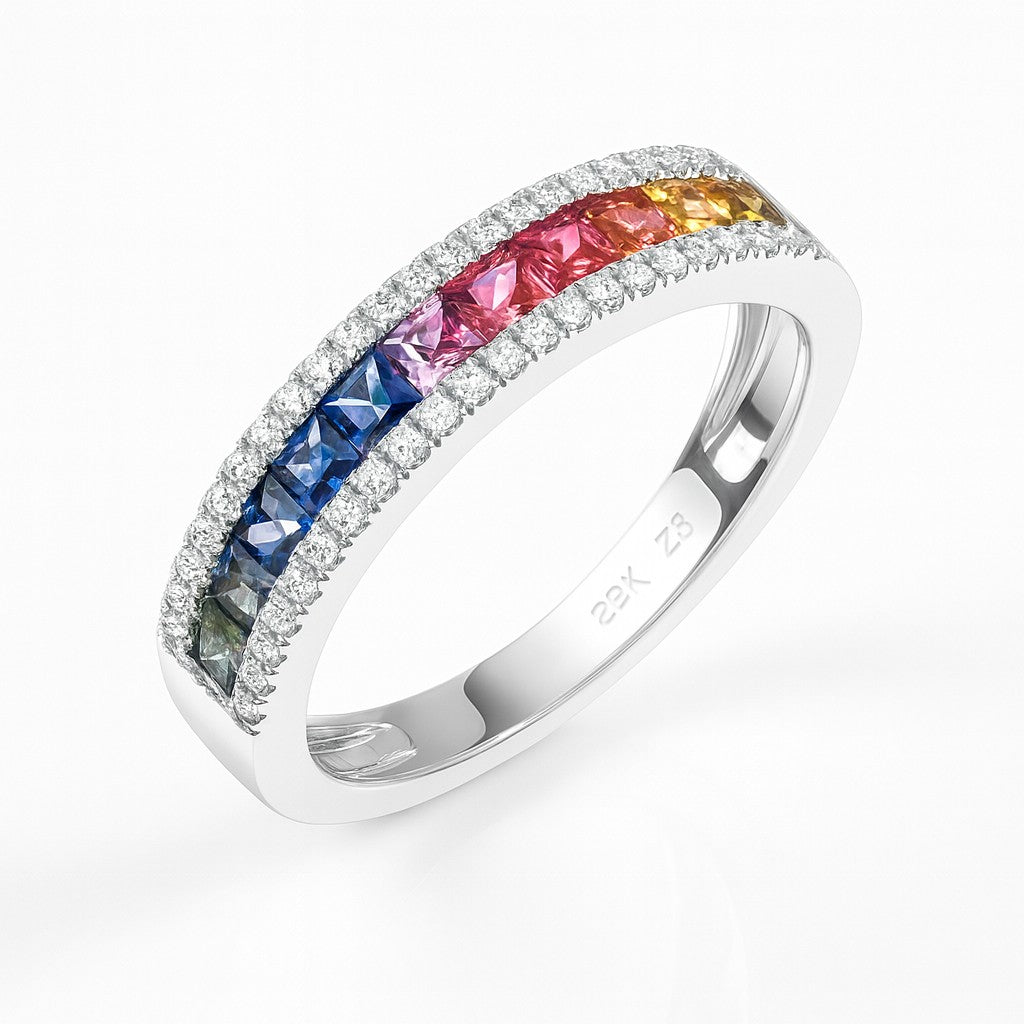 Rainbow Sapphire Pavé Band — Ministry of Gems