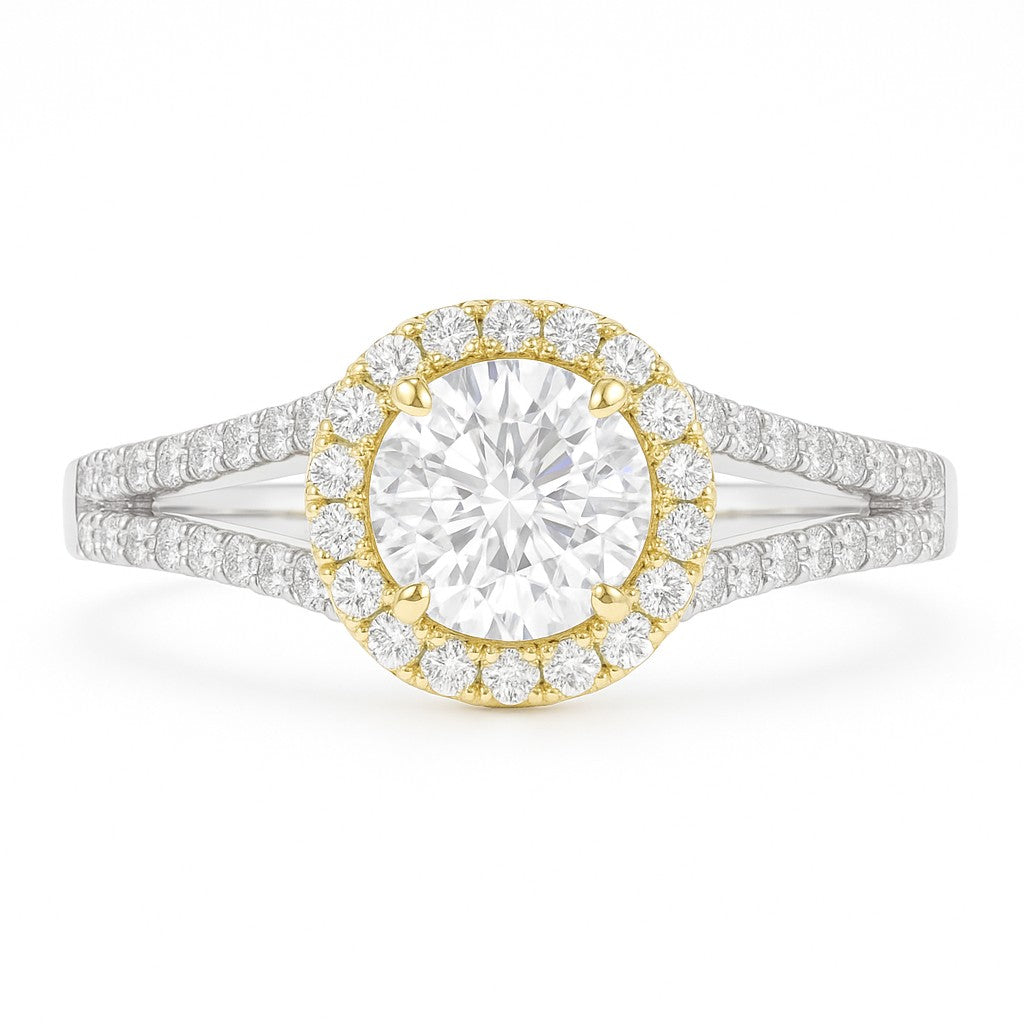 Round Halo Split-Shank Ring — Ministry of Gems
