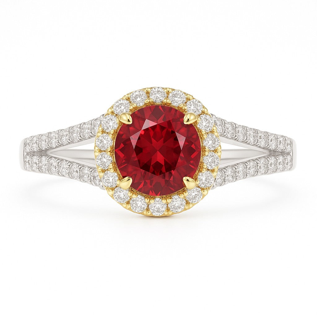 Round Halo Split-Shank Ring — Ministry of Gems