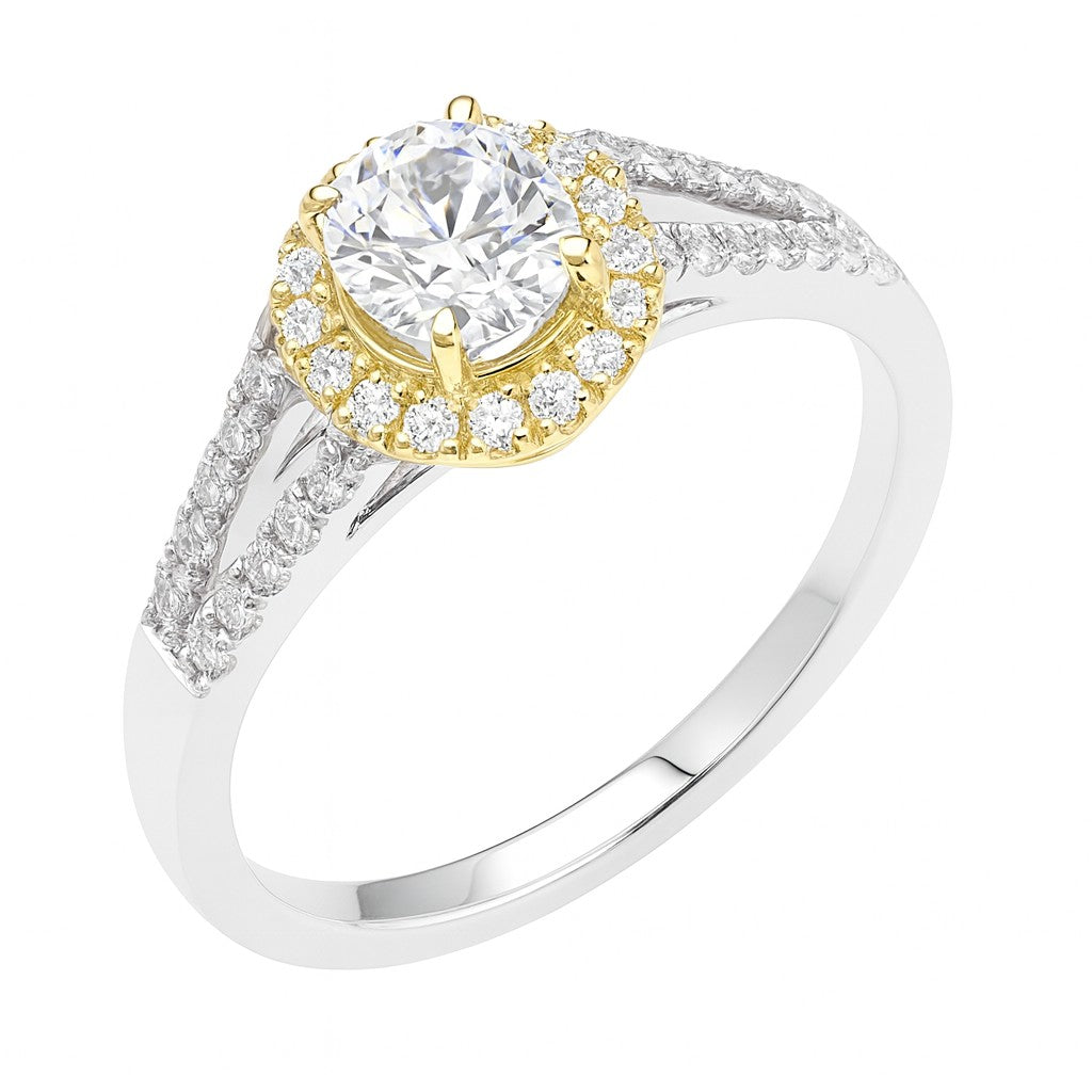 Round Halo Split-Shank Ring — Ministry of Gems