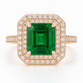 Emerald Octagon Double-Halo Ring — Ministry of Gems