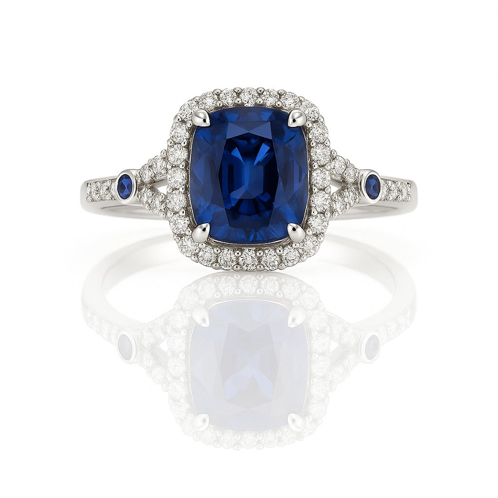 Sapphire Halo Ring with Sapphire Accents — Ministry of Gems