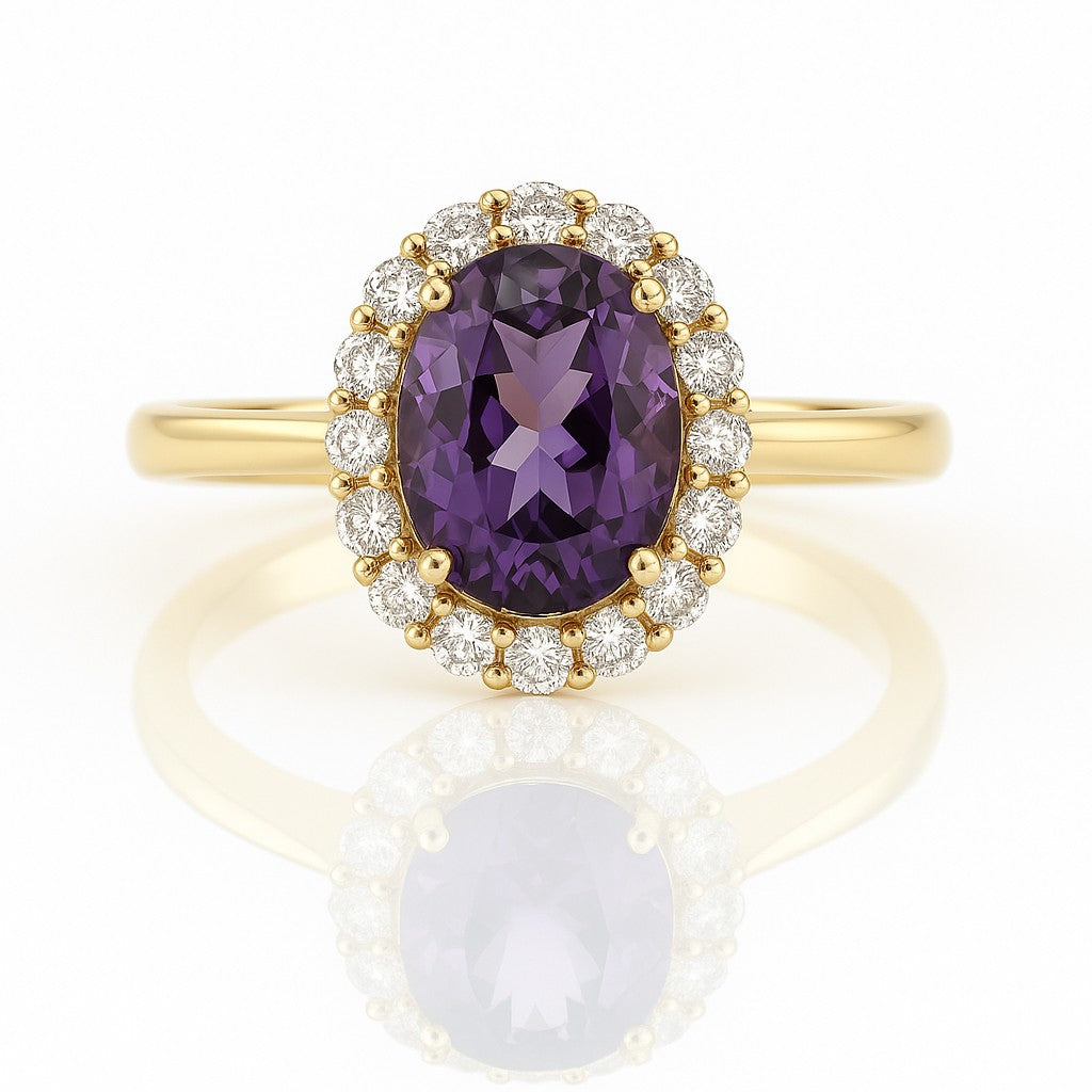 Oval Amethyst Halo Ring — Ministry of Gems
