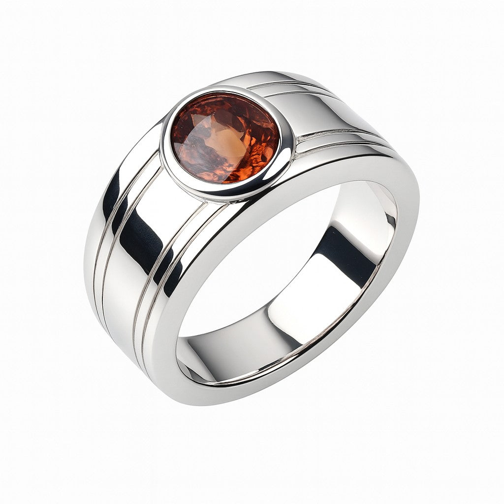 Gents' Spessartite Grooved Band — Ministry of Gems