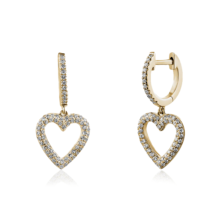 Dangling Open Diamond Heart Huggies — Ministry of Gems exclusive design