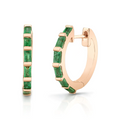Emerald Baguette Huggies Rose Gold — Ministry of Gems exclusive design