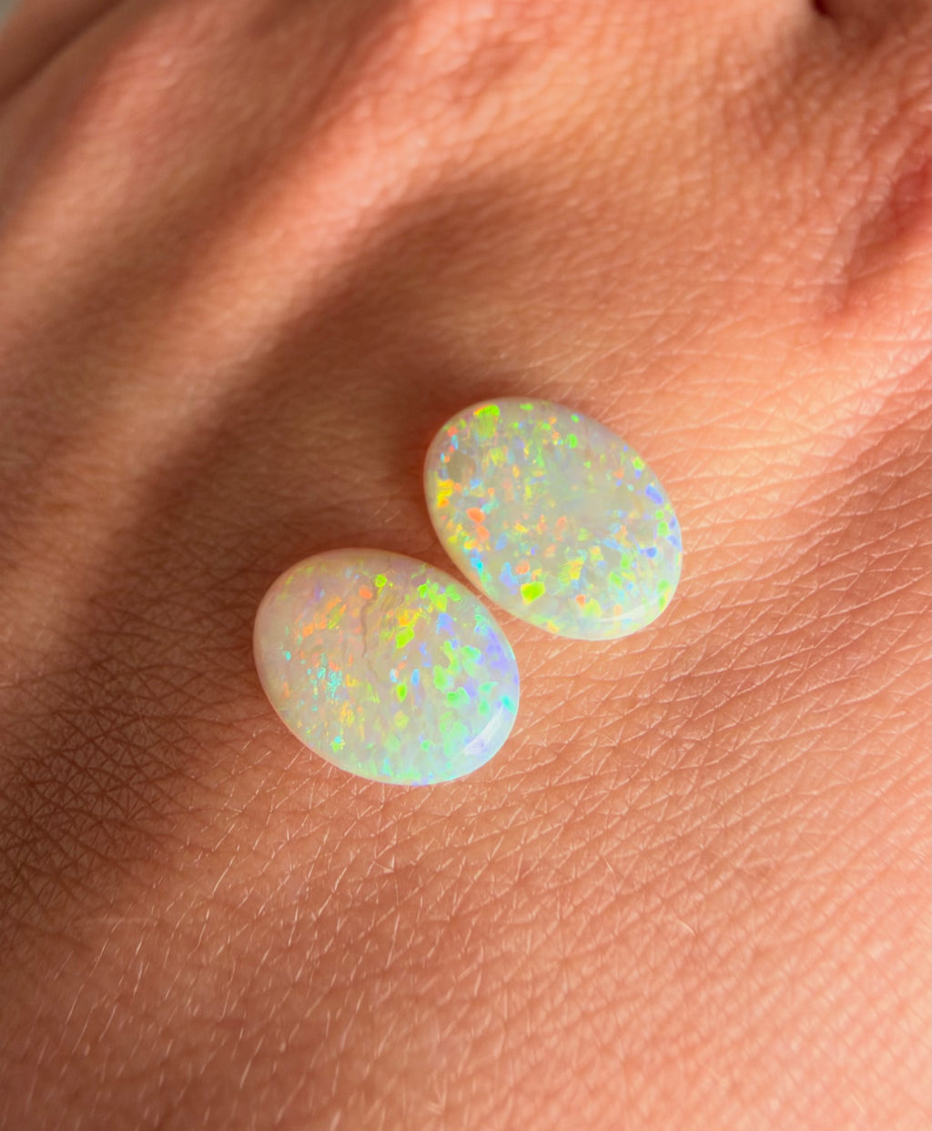 Solid Australian White Crystal Opal Pair - 1.65ct