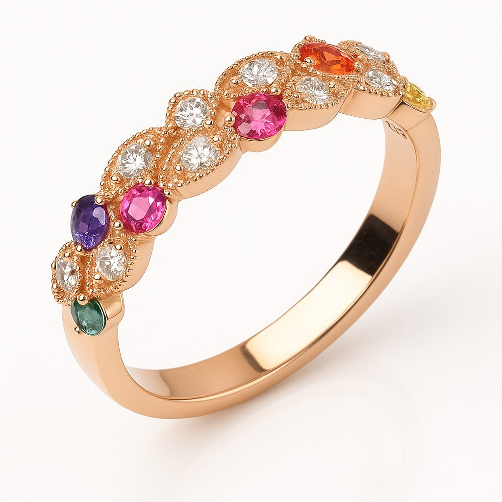 Marquise Rainbow Vintage Band — Ministry of Gems