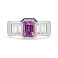 Modern Pink Sapphire Ring With Baguette Diamonds 1 — Ministry of Gems exclusive design