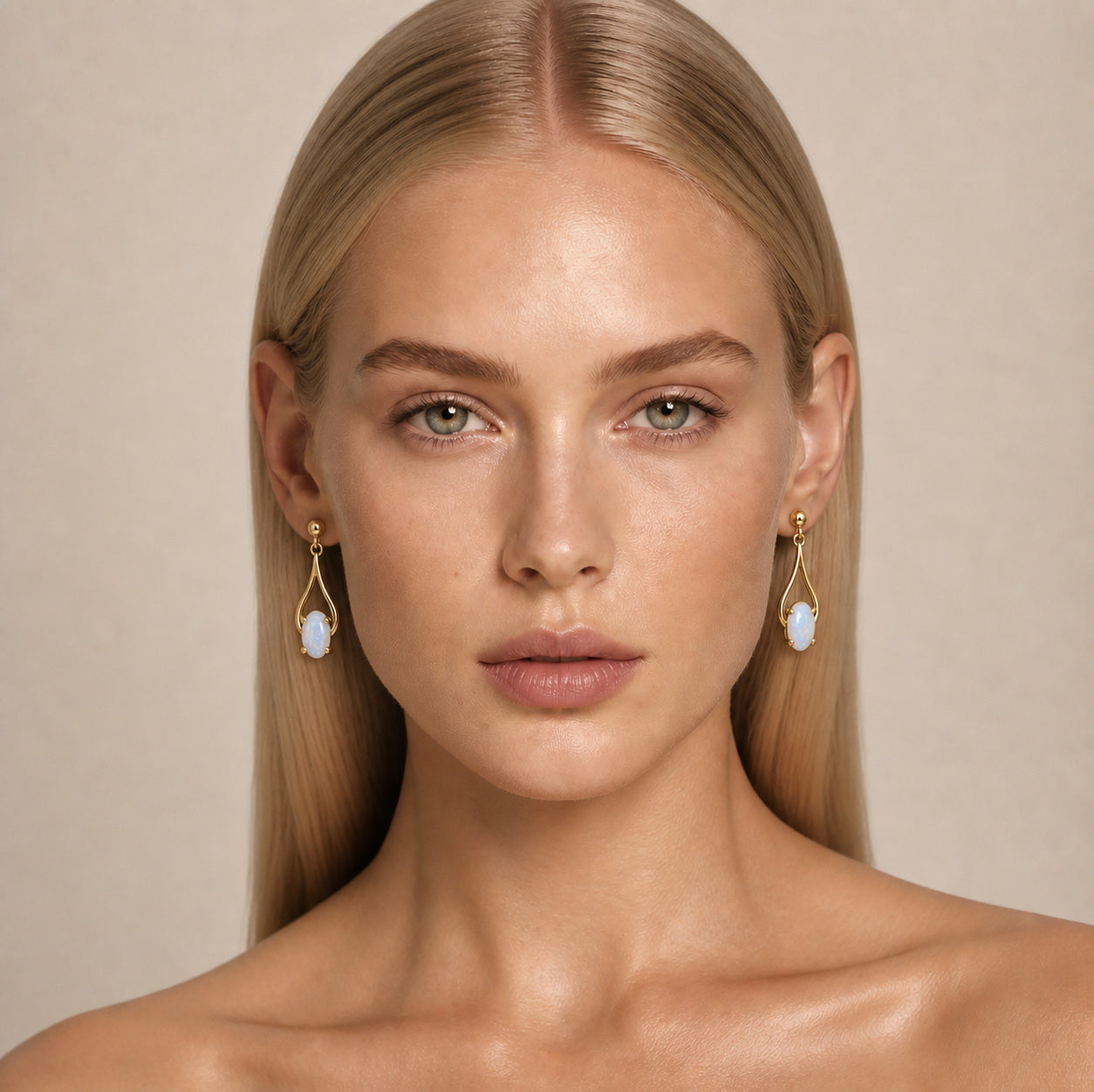 14K Gold australian opal earrings worn — styling reference, Ministry of Gems Australian Opal Collection