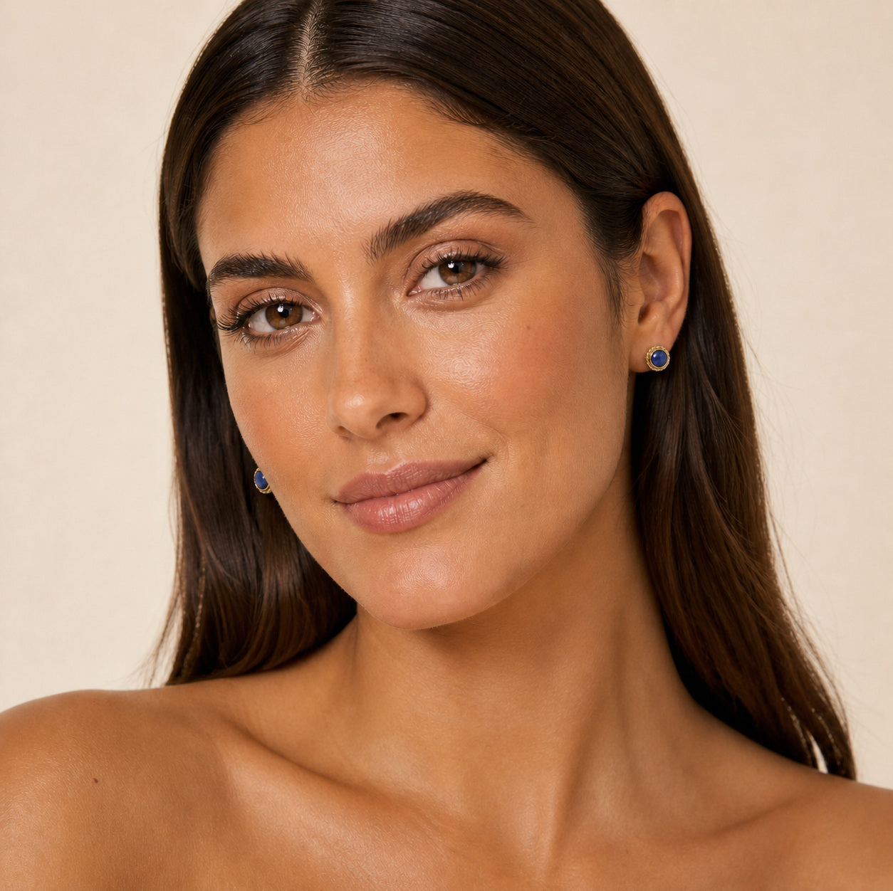 Model wearing the Blue Ember australian opal earrings in 14K Gold — Ministry of Gems