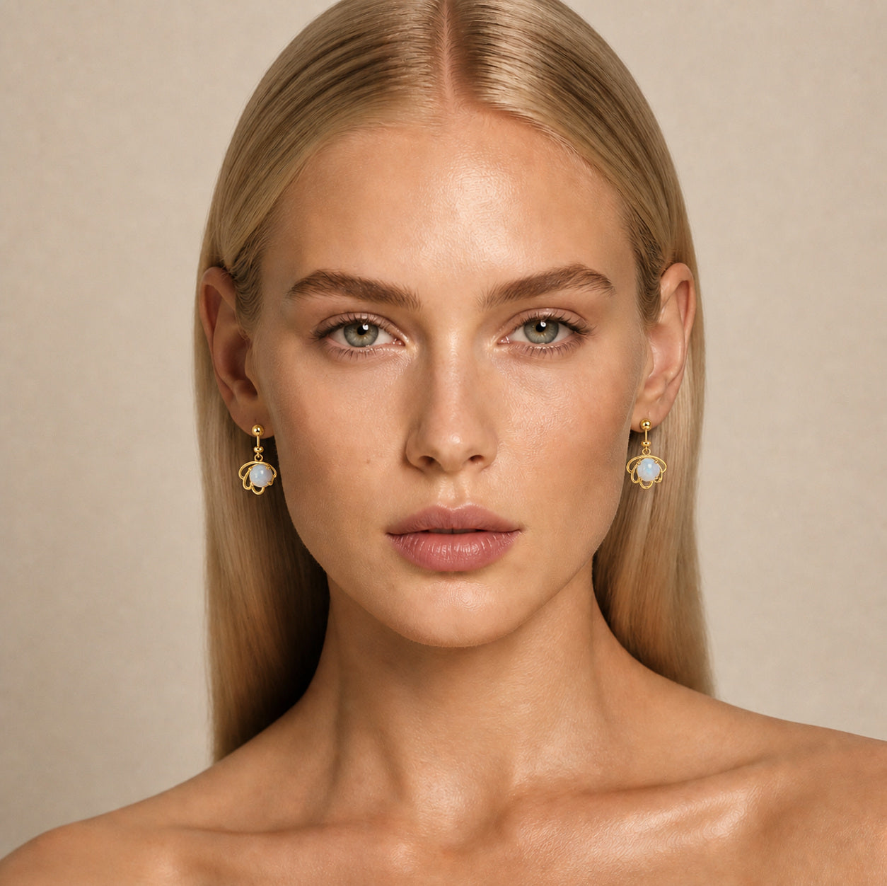 14K Gold australian opal earrings worn — styling reference, Ministry of Gems Australian Opal Collection