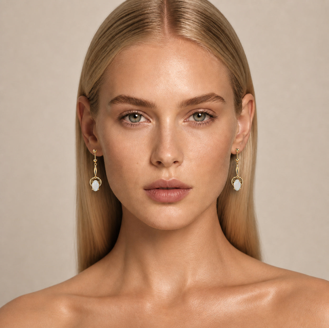 14K Gold australian opal earrings worn — styling reference, Ministry of Gems Australian Opal Collection