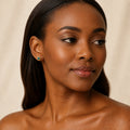 Model wearing the Open Stage australian opal earrings in 14K Gold — Ministry of Gems
