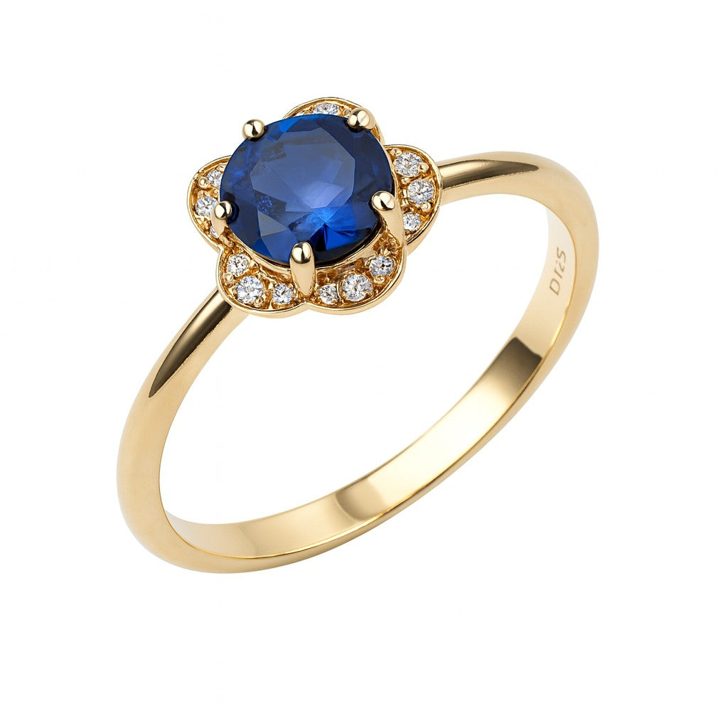Sapphire Flower Yellow Gold Ring — Ministry of Gems