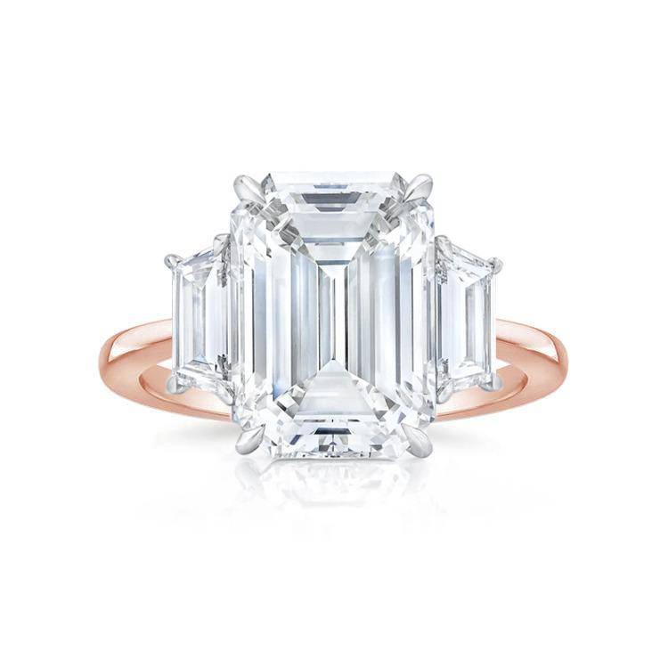 Three Stone Emerald Engagement Ring Rose Gold Jpeg — Ministry of Gems exclusive design