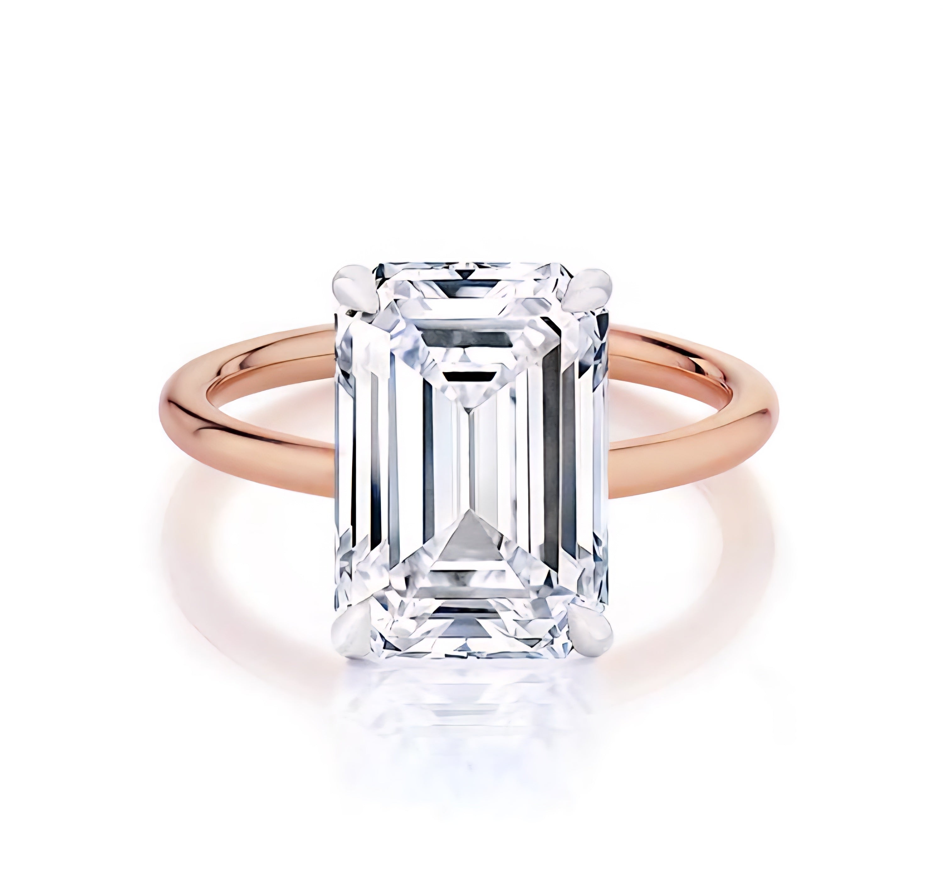 Tiffany Style Emerald Diamond Ring — Ministry of Gems exclusive design