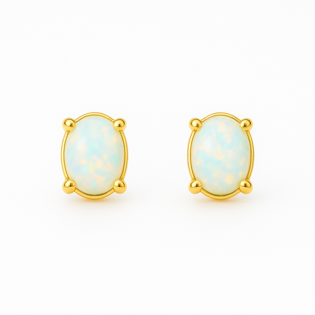 White Opal Classic Earrings — Ministry of Gems exclusive design