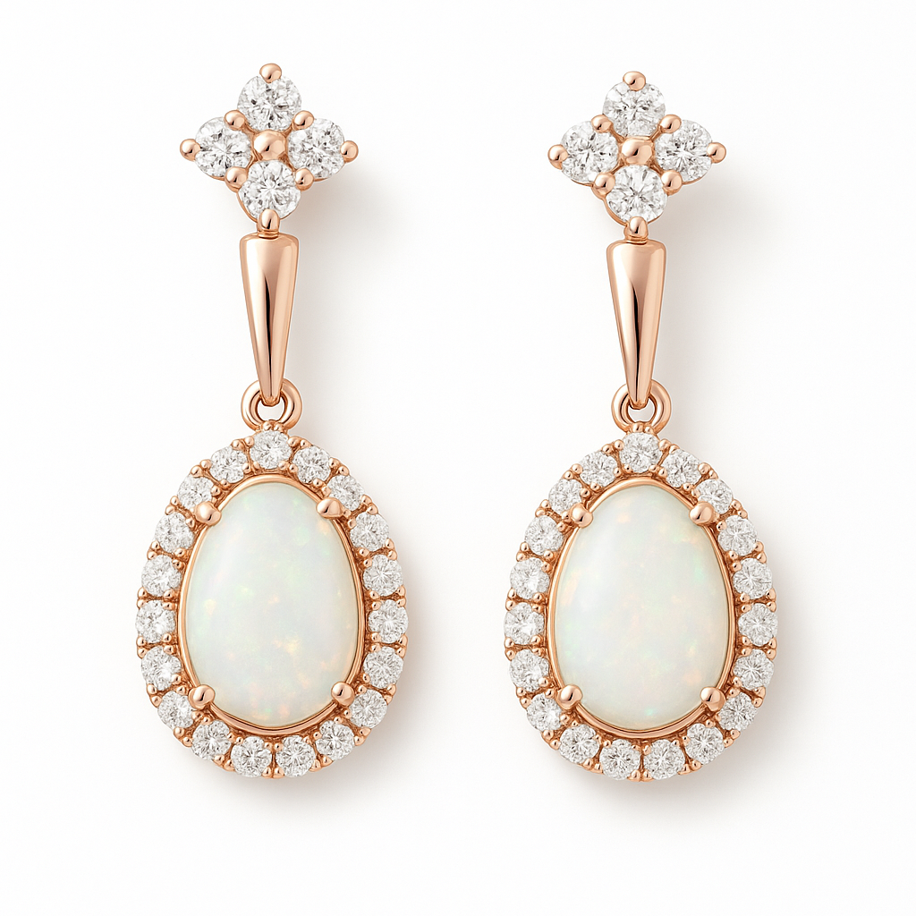 White Opal Earrings — Ministry of Gems exclusive design