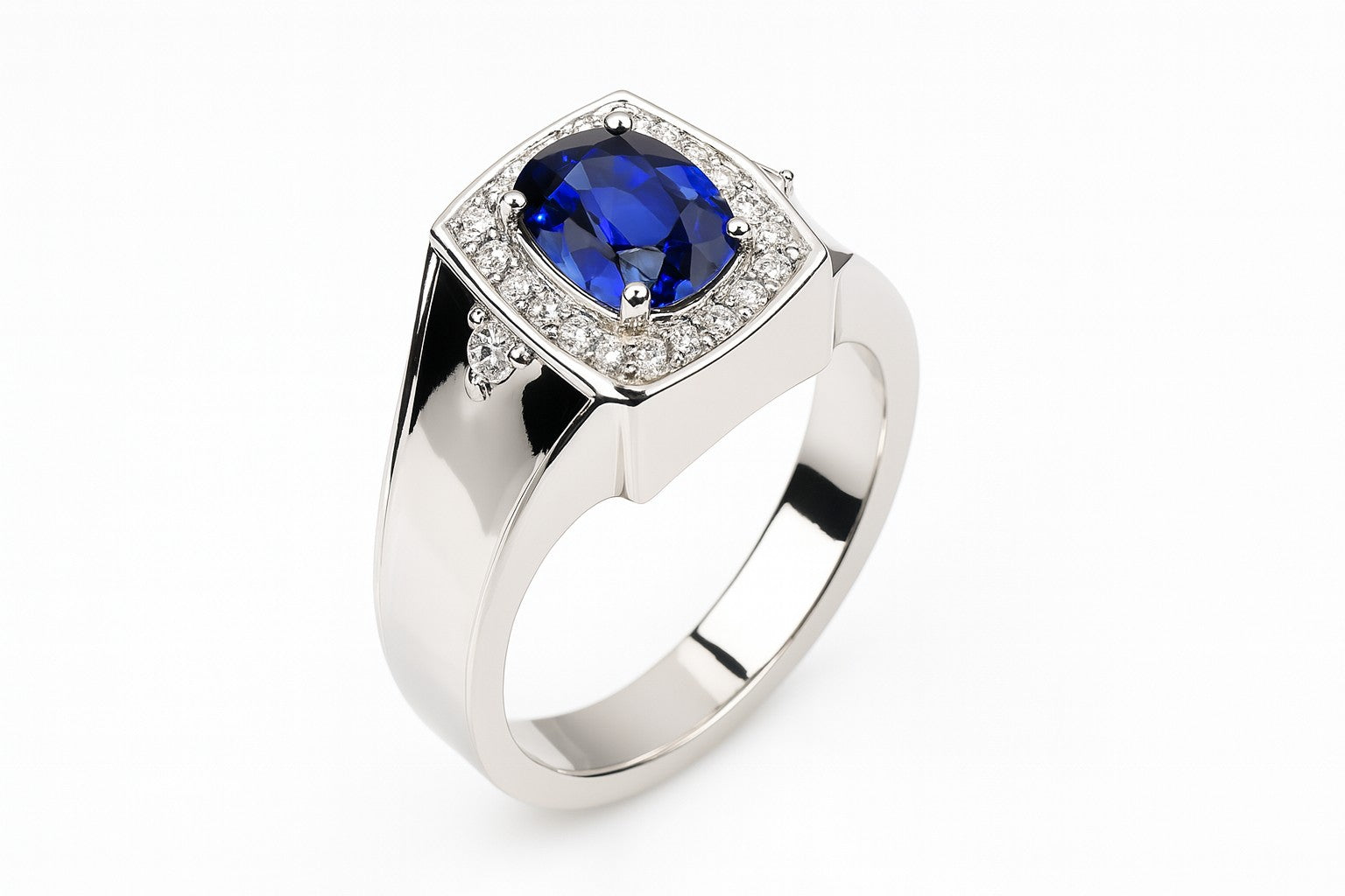 Gents' Sapphire Cushion Signet — Ministry of Gems